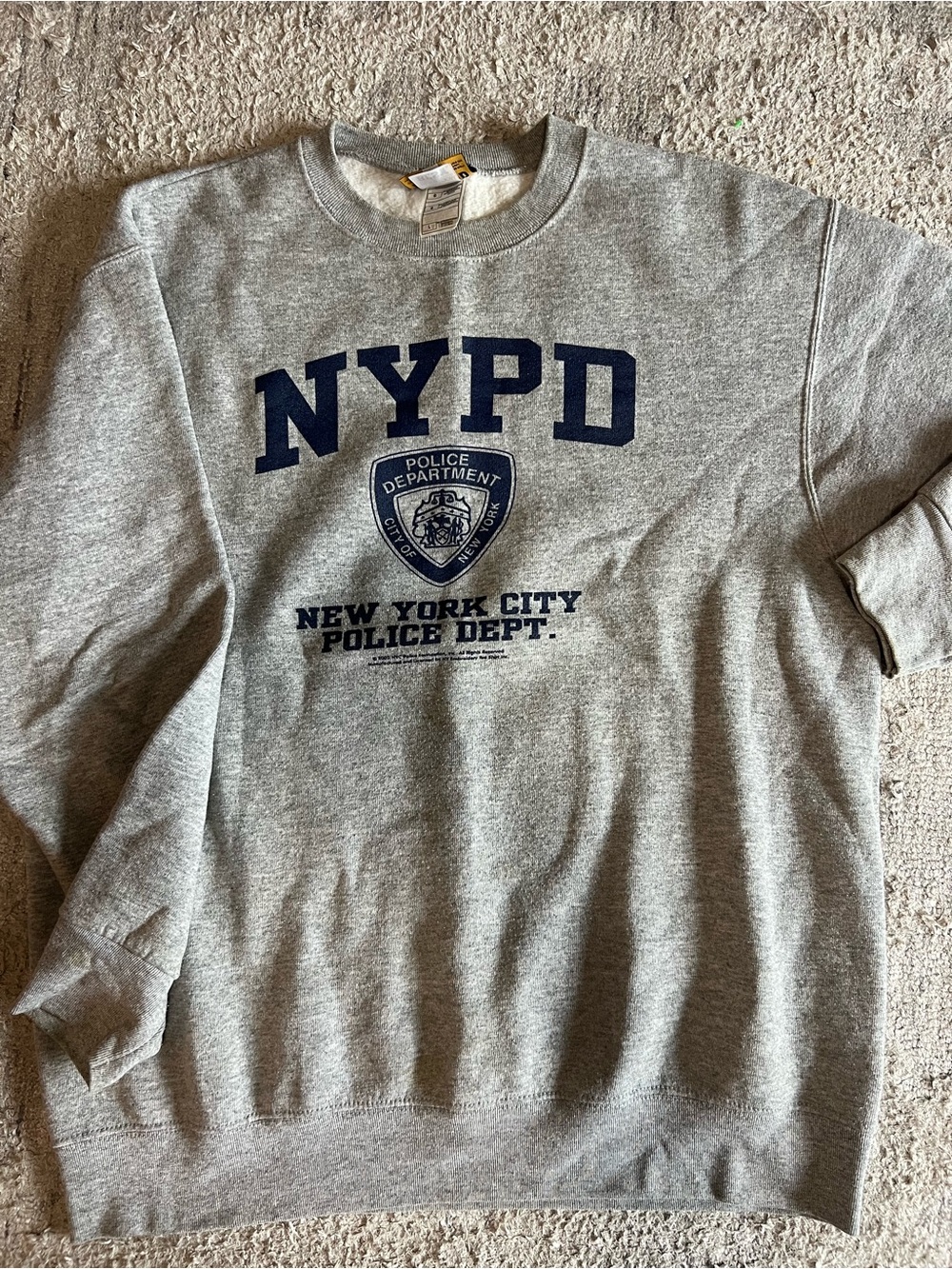 Police Men's Gray Crewneck Sweatshirt with Navy NYPD Print